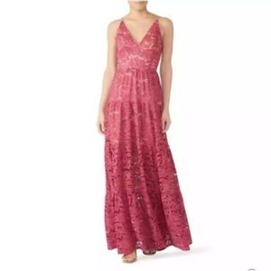 Dress the Population XS Fuchsia Melina Lace Maxi Dress